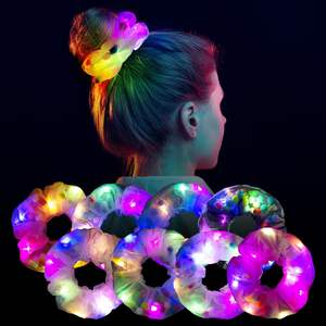 Venta caliente 3 modos LED luz luminosa satén elástico pelo Scrunchies brillo oscuro Nylon accesorios para el cabello para Halloween seguro - Product Image 2