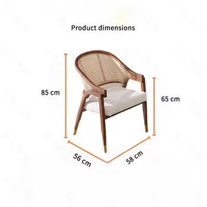 เก้าอี้ทานอาหารไม้สไตล์สแกนดิเนเวียนพร้อมเบาะนั่งบุนวมและพนักพิงหวายแบบเปิดสำหรับพื้นที่นั่งเล่น - Product Image 6
