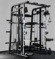 Máquina Smith EM938SW-A Blanca de Acero de Precisión con Doble Contrapeso de 300 lb y Cable Crossover, Rack Todo en Uno