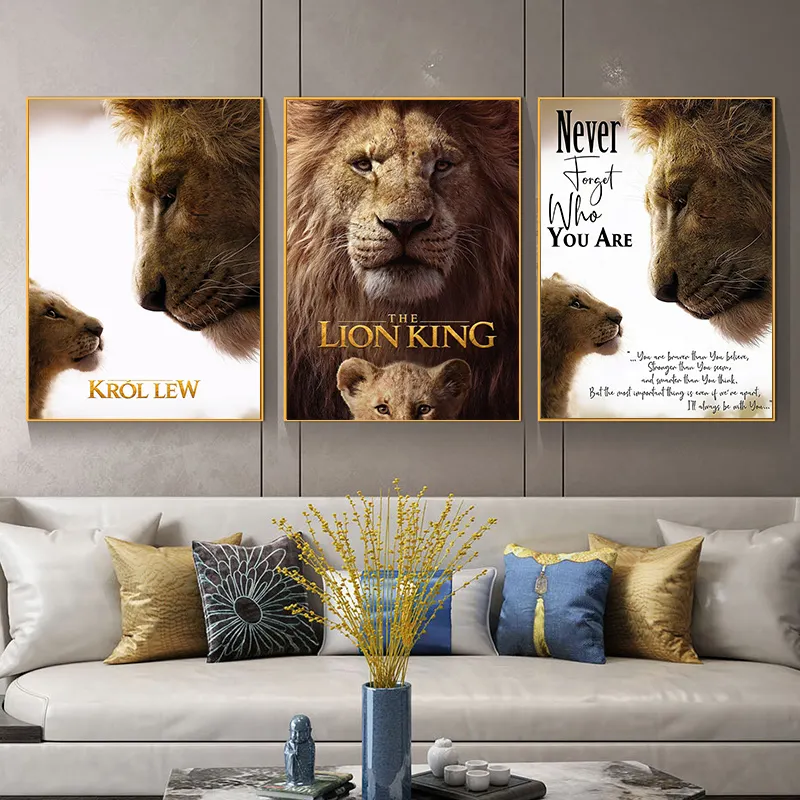 गृह सजावट Cuadros शेर राजा पोस्टर आधुनिक प्रेरक बड़ा कैनवास जानवरों पोस्टर मुद्रित कला पेंटिंग दीवार कला सार