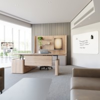 Bureau de direction modulaire réglable en hauteur avec système de levage LINAK, peinture DING sans formaldéhyde, placage MDF, gestion des câbles dissimulée