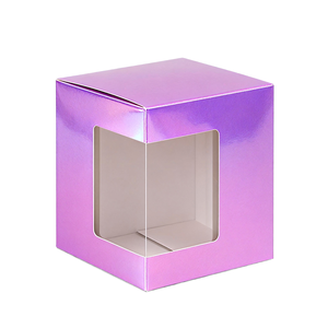 Square Rigid <b>Box</b> With Clear Window Purple Iridescent Finish High-End Gift Packaging - Product Image 1