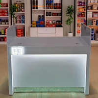Comptoir de point de vente en bois durable avec étagère d'exposition pour magasin de détail