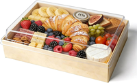Petites boîtes à charcuterie avec couvercles transparents, contenants alimentaires pliables en bois, boîtes à emporter pour apéritifs, desserts, sushis, plateaux de service