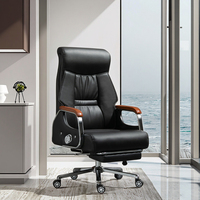 Chaise de bureau de direction ergonomique de luxe contemporaine en cuir PU avec base pivotante et réglage manuel de la hauteur pour conférence et réception