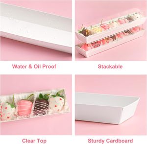 กล่องกระดาษบรรจุภัณฑ์เค้กช็อกโกแลตสตรอว์เบอร์รี กล่องกระดาษสำหรับขนมอบ ขนมหวาน อาหาร พร้อมฝาปิดใส - Product Image 3