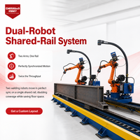Station de soudage à rail partagé par deux robots intelligents, sans programmation requise pour la soudure de structures en acier lourdes