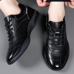 Zapatillas Deportivas Casuales de Cuero para Hombre, Color Blanco, Suela Suave, con Cordones Delanteros, Color Sólido, Origen Wenzhou - Product Image 2