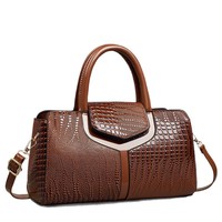 Sac à main, sac à bandoulière grande capacité, sac pour femme, motif crocodile, cuir PU brillant, sac platine 2026