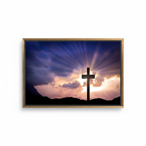 Resurrection Cross Printed <b>Canvas</b>: Elegant Religious Home Decor,GOLD <b>FRAMED</b> <b>CANVAS</b> - Product Image 2
