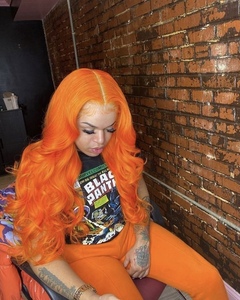 Peluca naranja de cabello humano Real Rubio 613 de alta calidad, Peluca de pelo liso de hueso sin pegamento de Color personalizado, peluca Frontal con cierre de encaje - Product Image 5