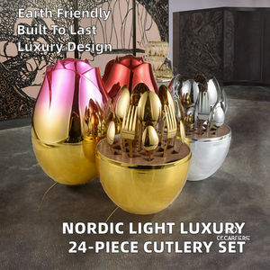 Juego de Cubiertos de Acero Inoxidable Hechos a Mano, Estilo Nórdico, Lujo Ligero, Ecológico, para Cumpleaños y Bodas, Regalo Internacional - Product Image 2