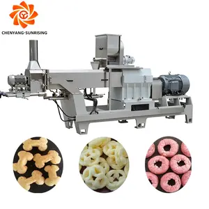 Puffed corn sticks puffs snacks cheese ball food processing making machinery plant production line