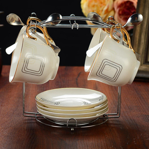 Soporte <span class=keywords><strong>de</strong></span> exhibición <span class=keywords><strong>de</strong></span> acero inoxidable para <span class=keywords><strong>platos</strong></span>, tazas y platillos <span class=keywords><strong>de</strong></span> cocina, organizador con 6 ganchos para café y té - Product Image 5