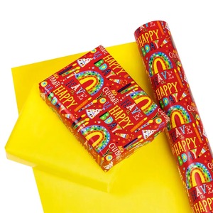 Custom Eco-Friendly Happy Birthday Pattern Gift <b>Wrap</b> <b>Paper</b> <b>Roll</b> Red Art <b>Paper</b> 100GSM Coated Recyclable Double-Sided Digital - Product Image 5
