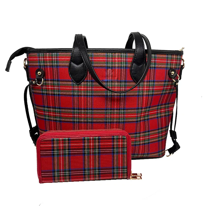 Женская клетчатая сумка-тоут в английском стиле, роскошная дизайнерская сумочка и кошелек, клетчатая сумка