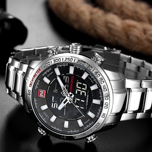 NAVIFORCE 9093 Men Stainless Steel Sport Watches Mens LED Analog Digital Watch Male Stainless Quartz <b>Clock</b> Relogio Masculin - Product Image 6