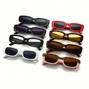 Vente en gros de lunettes de soleil vintage pour hommes et femmes, monture rose léopard, UV400, monture carrée de petite taille - Product Image 1