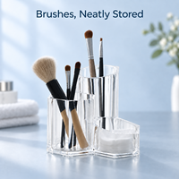 Porte-stylos hexagonal transparent avec texture rayée, organisateur de bureau multifonctionnel pour pinceaux de maquillage et fournitures de bureau, vente en gros