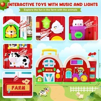 Tableau d'activités Montessori Ferme des Animaux pour Tout-petits, Jouet d'éveil pour le développement des capacités motrices avec lumières, musique et sons