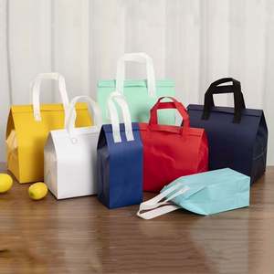 Sac isotherme portable en non-tissé avec feuille d'aluminium, petit sac de transport jetable pour boissons froides ou chaudes et aliments - Product Image 2