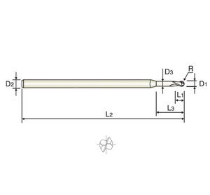 Tùy Chỉnh 2 Sáo 30 ° Helix Thu Nhỏ Bóng Mũi End Mill Với Cổ Kim Cương Tráng Rắn Carbide CNC Cutter Cho Graphite Nhôm Khuôn - Product Image 2