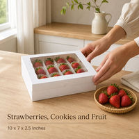Witte papieren taartdoos met transparant venster, één geheel, voor bakkerij, fruit, cadeauverpakking