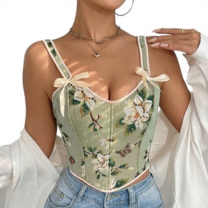 Canotta Modellante Donna Hot Sale con Stampa Floreale e Fiocco Francese, Sexy, Senza Cuciture, Traspirante, Vestibilità Slim, con Reggiseno Integrato - Product Image 6