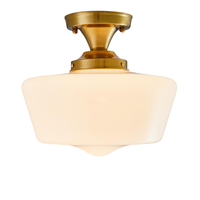 Plafonnier encastré LED vintage pour chambre à coucher salon verre opale abat-jour Base en fer interrupteur contrôle éclairage intérieur