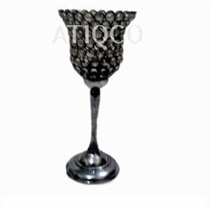 Iron Aluminum & Glass Crystal Votive Tealight <b>Candle</b> <b>Holder</b> Silver Finish Lamp Living Room Decor - Product Image 2