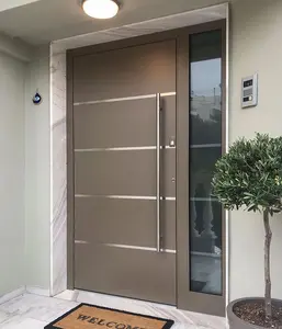 Puertas de seguridad a prueba de balas para Exterior, puerta principal de Metal moderna para exteriores