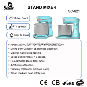 Batteur sur socle électrique 6 vitesses avec tête inclinable et pieds antidérapants, bol mélangeur en acier inoxydable <span class=keywords><strong>de</strong></span> 3 L, équipement <span class=keywords><strong>de</strong></span> <span class=keywords><strong>cuisine</strong></span> - Product Image 6