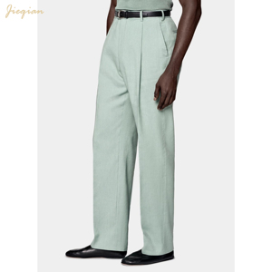 Costume 2 pièces <span class=keywords><strong>homme</strong></span> vert menthe tendance, coupe moderne ajustée, en polyester TR infroissable, croisé, idéal pour <span class=keywords><strong>mariage</strong></span> et soirée estivale - Product Image 3