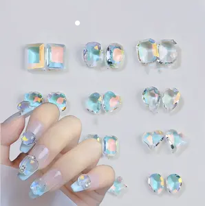 Nuevo Fancy Glass K9 Stone Accesorios de manicura Starfish Plum Blossom Love Glass K9 Nail Crystal