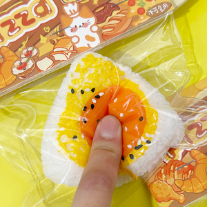 Juguete de sushi hecho a mano, suave y blandito, sensorial antiestrés, de plástico, para niños de 5 a 7 años, con diseños de pollito, pan, pata de gato, pez y yema de huevo - Product Image 3