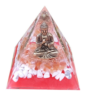 Statue de Bouddha, pyramide en cristal, résine époxy, décoration artisanale pour la maison, ornement de bureau, cadeau - Product Image 5