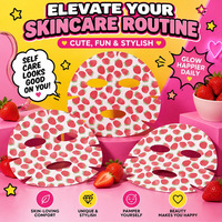 Masque facial imprimé fraise personnalisé sous marque privée, masque en tissu hydratant et éclaircissant à motif de fruits, soins de la peau OEM ODM