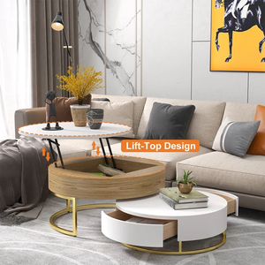 <span class=keywords><strong>Mesa</strong></span> auxiliar para sala de estar NOVA, <span class=keywords><strong>mesa</strong></span> de <span class=keywords><strong>centro</strong></span> de madera, Base de Metal, <span class=keywords><strong>centro</strong></span> de <span class=keywords><strong>estilo</strong></span> Simple, juego de mesas de té redondas con elevador blanco Nórdico - Product Image 4