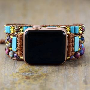 <span class=keywords><strong>Correa</strong></span> de reloj de colores con gema de <span class=keywords><strong>piedra</strong></span> Natural de lujo Bohemia 2024 al por mayor para <span class=keywords><strong>Apple</strong></span> <span class=keywords><strong>Watch</strong></span> de 45mm de plástico transpirable de alto valor - Product Image 3