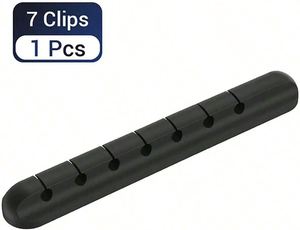 Self Adhesive Magnetic Silicone Cable <b>Clips</b> with <b>Hooks</b> for Charging Accessories-Modern Black 3/5/7 Hole Living Room Cord Manager - Product Image 3