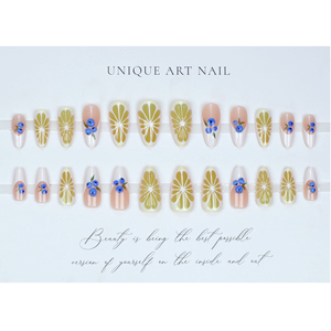 Conception française d'amande citron <span class=keywords><strong>myrtille</strong></span> ongles artificiels mignon dessin animé motif de fruits moyen Nail Art presse sur les ongles - Product Image 6