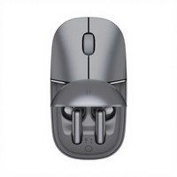 Souris sans fil 2-en-1 avec étui de charge pour écouteurs, accessoire informatique de bureau