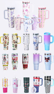 Tumbler perjalanan baja tahan karat 40oz Logo kustom dengan pegangan berbagai macam warna - Product Image 2