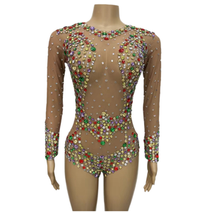 Costume da Sirena Sexy 2026 per Spettacoli di Danza, Body con Strass e Paillettes, Tuta Intera da Palcoscenico per Donne - Product Image 1