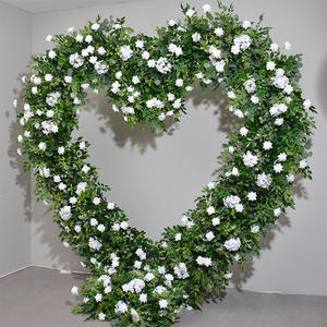 A1237 Marry Me a forma di cuore arco floreale Runner Wedding decoro bianco in seta artificiale rosa fiore fila arco per proposta - Product Image 4