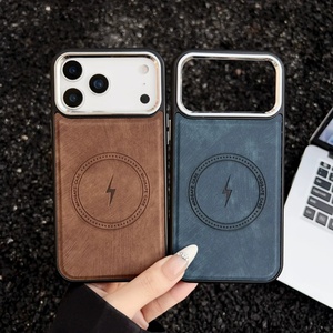 Funda de Cuero Plateada de Alta Calidad con Anillo Magnético para iPhone 17 Pro Max 16 15 14 13 12 11 Xsmax - Product Image 1