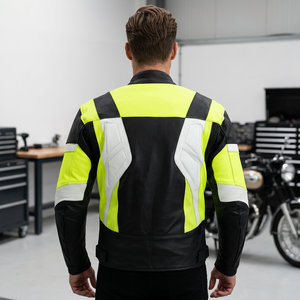 Men's Genuine Different color-block <b>racing</b> <b>jacket</b> All season wear windbreaker streetwear fashionable <b>Racing</b> style leather <b>jacket</b> - Product Image 5