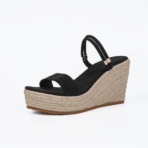 Sandalias de cuña alta para mujer, novedad 2026, con punta abierta, tira al tobillo con pedrería, antideslizantes, para playa - Product Image 5