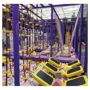 Parcours d'obstacles <span class=keywords><strong>Ninja</strong></span> Warrior Commercial Happy Zone pour enfants, équipement de terrain de jeu intérieur, conception personnalisée, alliage d'aluminium PE, 10 enfants - Product Image 5