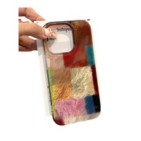 Nouvelle vente chaude bord torsadé lumière bleue peinture à l'huile fleurs pour IPhone16 15 14 Pro Max coque de téléphone haut de gamme